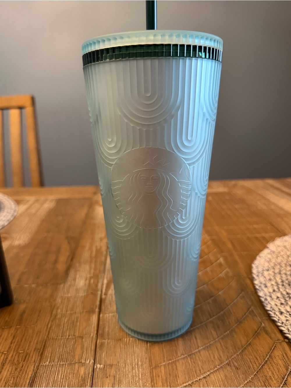 New Starbucks Pale Mint Green Reusable Tumbler with Textured Design